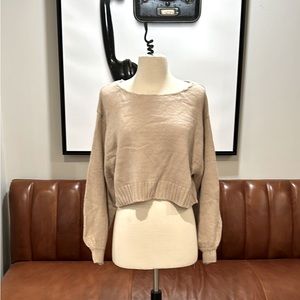 BRAND NEW! Large Khaki/Light Tan, Balloon Sleeved Crop‎ Sweater